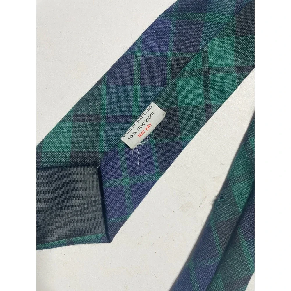 Mac Kay Necktie Mens OS Green Blue Wool Black Watch Tartan Scotland Heritage